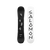 Black and white Salomon snowboard, featuring a sleek design and durable construction, perfect for winter sports enthusiasts.