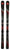 Black and red Völkl Deacon 76 skis with bindings, featuring a sleek design for optimal performance on the slopes.