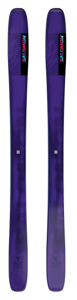 Purple men's skis with a modern design and sleek finish, ideal for winter sports enthusiasts.