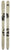 Beige women's skis with black geometric designs, crafted for performance and style in winter sports.