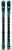 Women's Volkl Shine skis in teal and black with sleek design and integrated bindings for optimal performance.