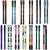 A diverse selection of men's and women's skis in various colors and styles: blue, black, purple, and green.